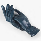 Damen Lederhandschuhe aus Schafsleder mit Raffung – Gefütterte Winterhandschuhe, Herbst Winter