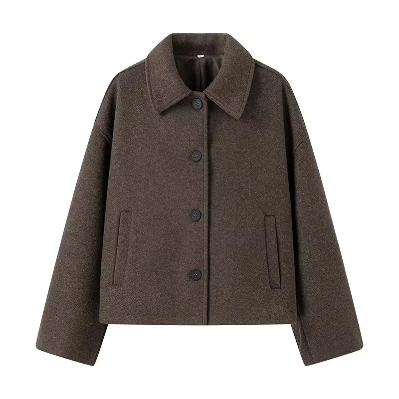 Damen Oversize-Mantel mit weitem Schnitt und dickem Material