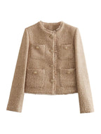 Damen Tweed-Blazer mit tailliertem Schnitt und strukturierter Passform