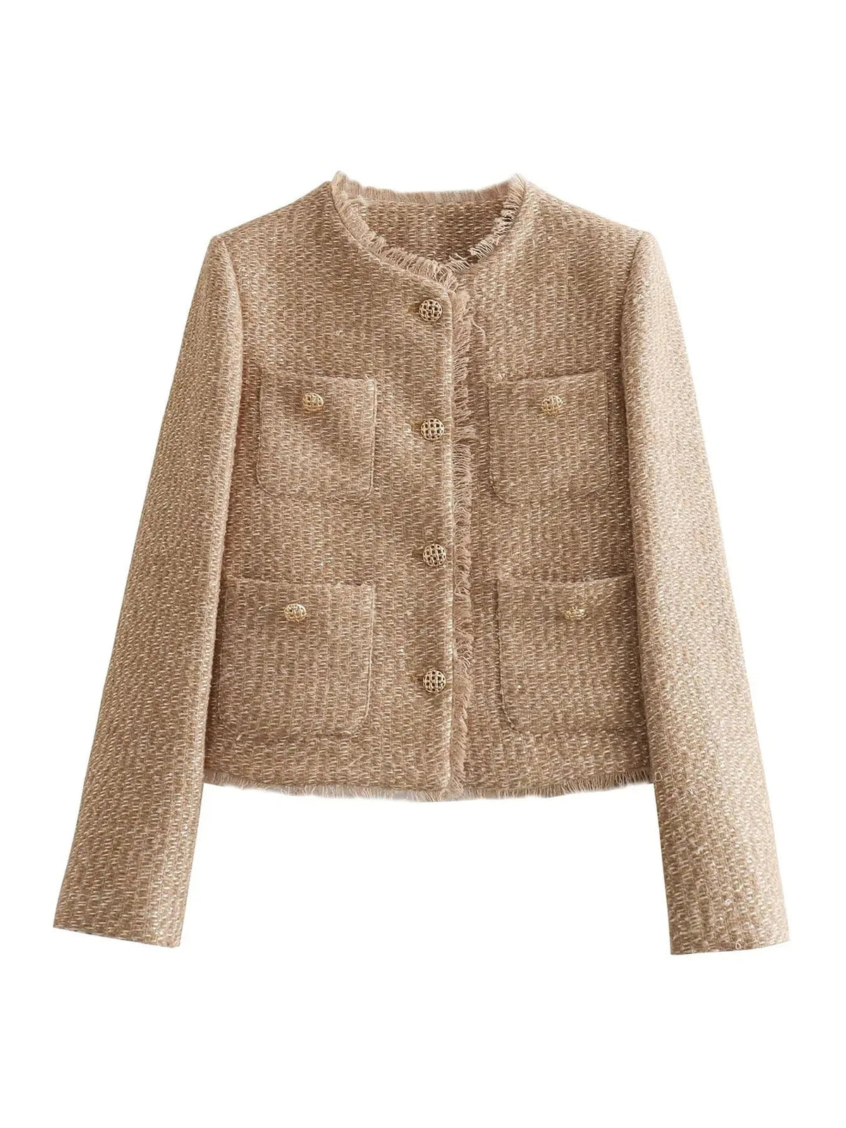 Damen Tweed-Blazer mit tailliertem Schnitt und strukturierter Passform