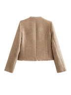 Damen Tweed-Blazer mit tailliertem Schnitt und strukturierter Passform