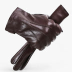 Herren Lederhandschuhe aus Schafsleder mit Wellenmuster – Gefütterte Winterhandschuhe, Herbst Winter