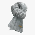 Damen Grobstrick-Schal mit Rippenmuster – Dicker Winterschal mit Lederlabel, Herbst Winter