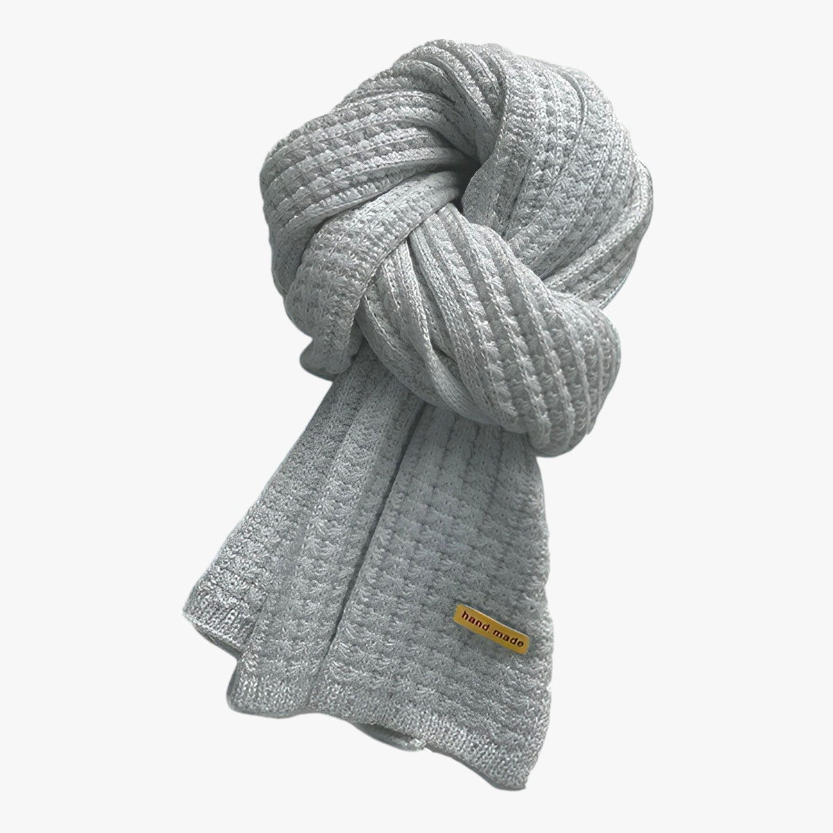 Damen Grobstrick-Schal mit Rippenmuster – Dicker Winterschal mit Lederlabel, Herbst Winter