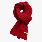 Damen Grobstrick-Schal mit Rippenmuster – Dicker Winterschal mit Lederlabel, Herbst Winter