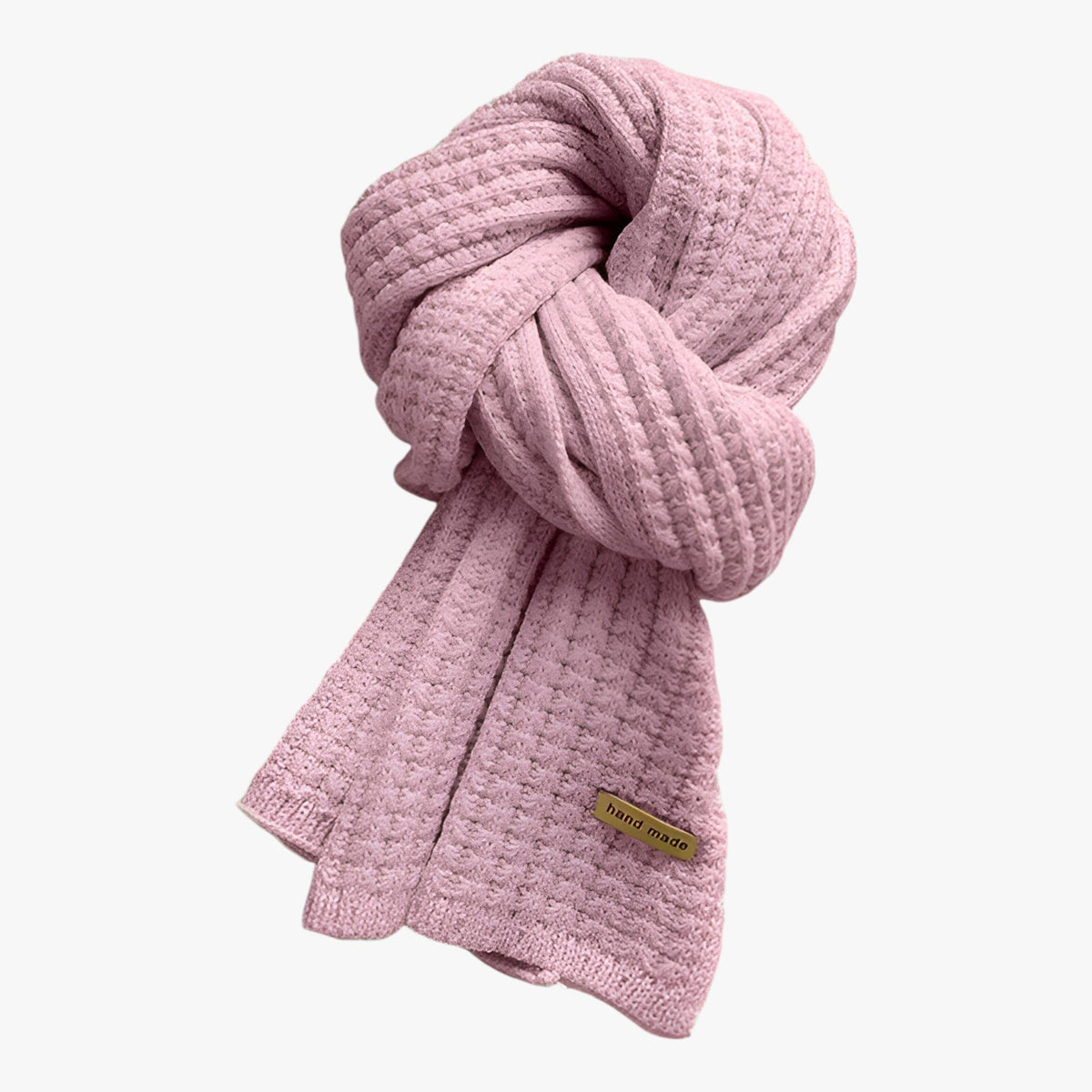 Damen Grobstrick-Schal mit Rippenmuster – Dicker Winterschal mit Lederlabel, Herbst Winter