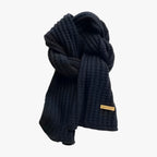Damen Grobstrick-Schal mit Rippenmuster – Dicker Winterschal mit Lederlabel, Herbst Winter