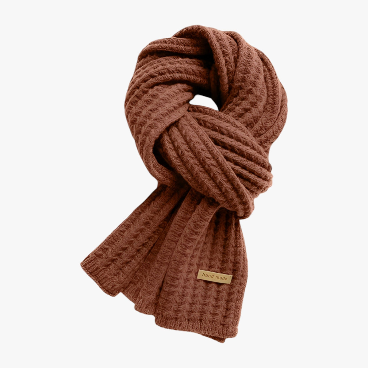 Damen Grobstrick-Schal mit Rippenmuster – Dicker Winterschal mit Lederlabel, Herbst Winter