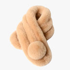 Damen Flauschiger Fellschal mit Bommeln – Durchsteckschal, Herbst Winter