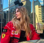 Unisex Racing Jacke – Oversized Motorsport Übergangsjacke aus Polyester mit Patches, Herbst 16